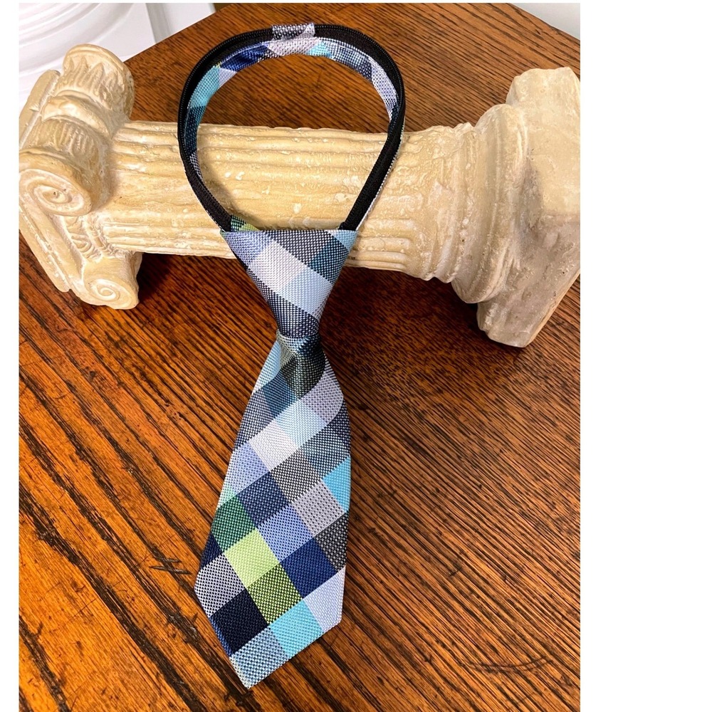 Littlest Prince Kids Boys Pre-Tied‎ Zip Plaid Necktie Hand Made 0-9 Months